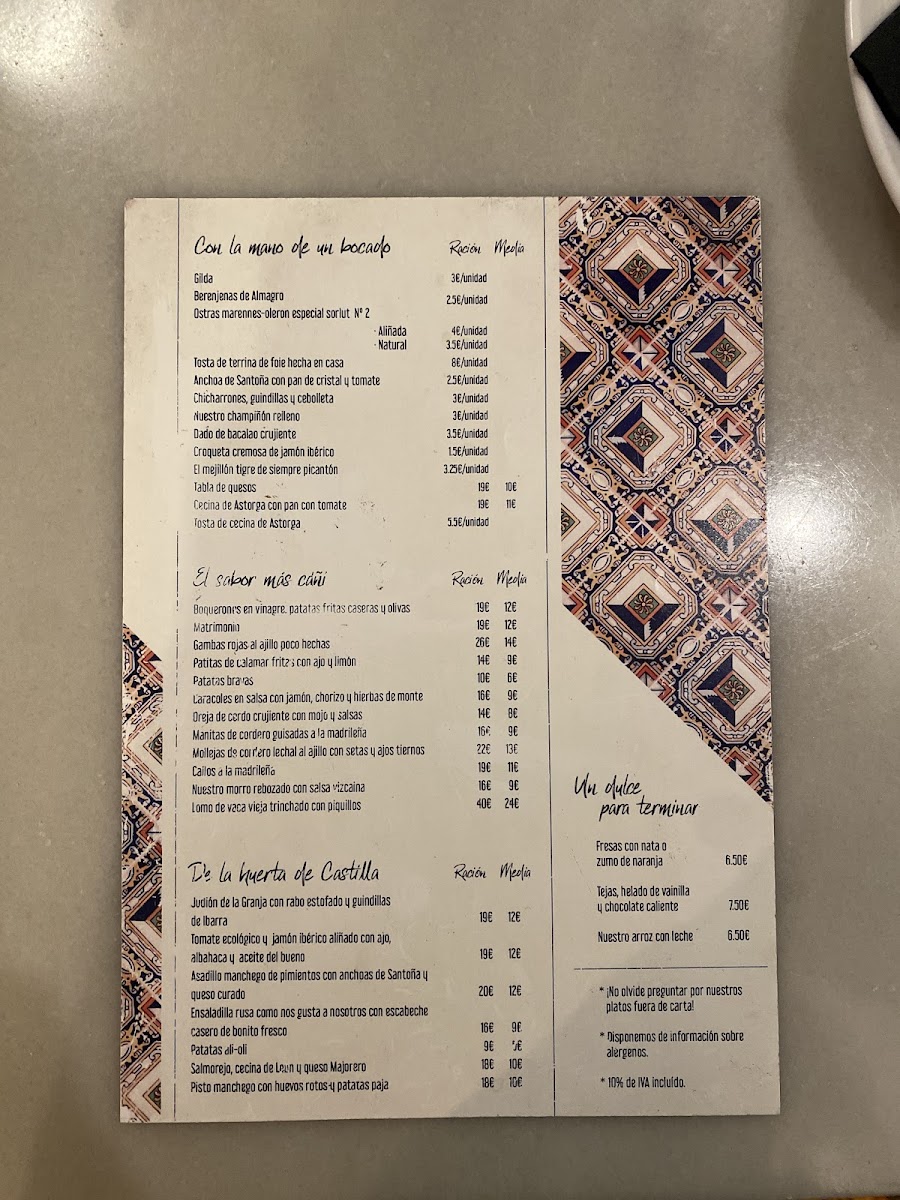 Menu Taberna La Elisa L Restaurante Comida Espanola Madrid-8